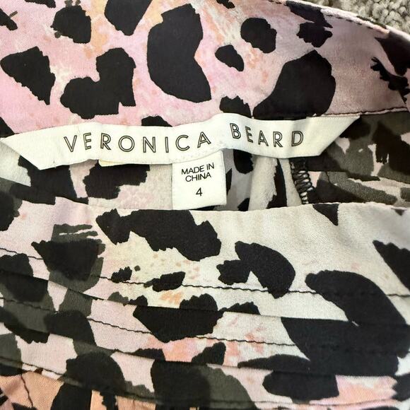 Veronica Beard Multicolor Leopard Print Lety Silk Top Size 4 Pastel Black Blouse - Picture 4 of 11